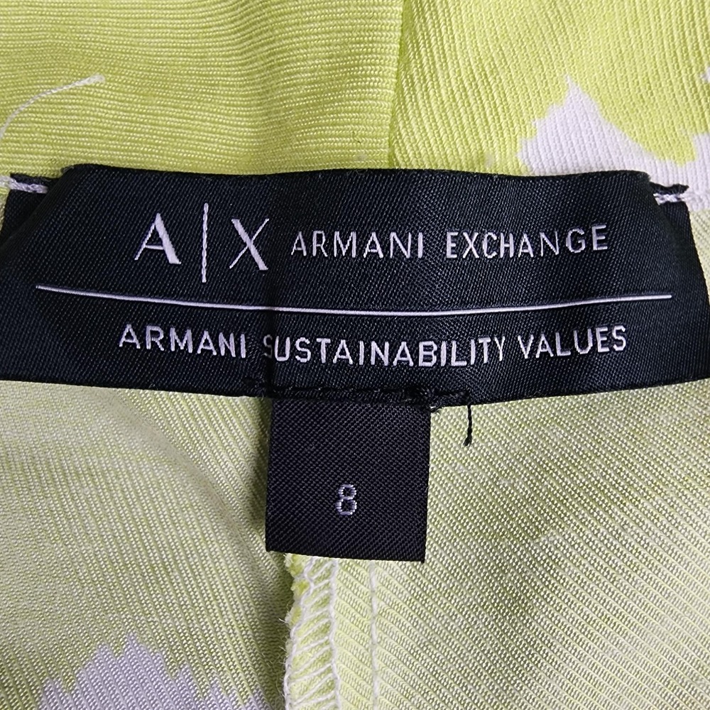 Armani Exchange Dress Pants Womens 8 Green Camo Wide Leg Twill Casual Summer - Picture 2 of 13